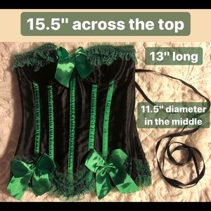 Green + Black Zip-Up/Tie Corset